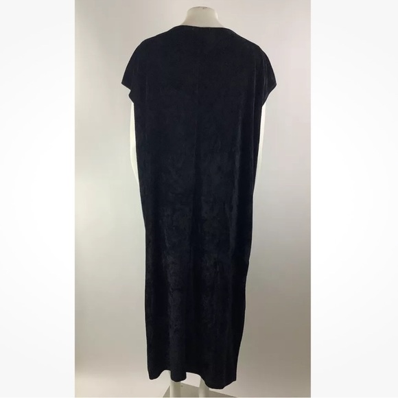 NWOT XCVI Sz M Maxi Crushed Velvet Pullover Dress Black Rayon Spandex Shift - Picture 4 of 6